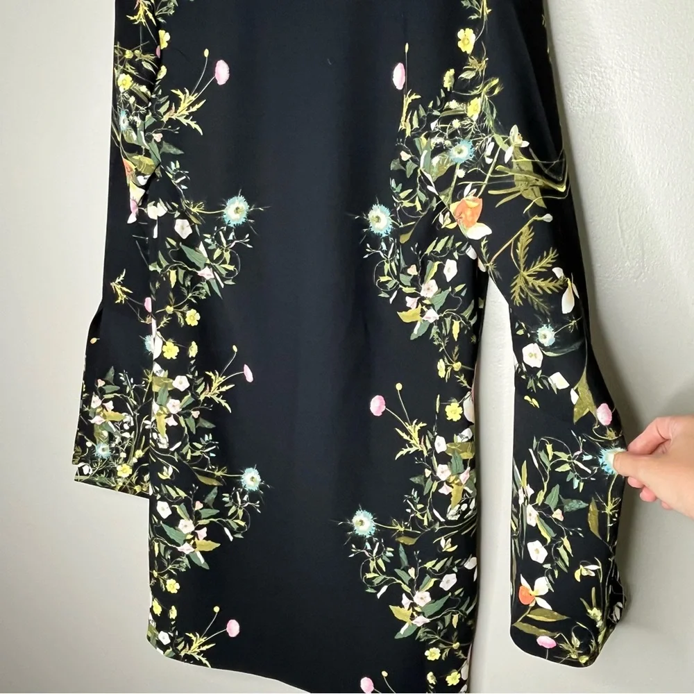 RACHEL Rachael Roy Floral Print Shift Long Sleeve Mid-Length Dress - Picture 4 of 12